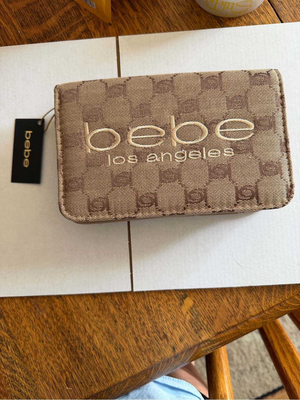 bebe Los Angeles Beige Logo crossbody
